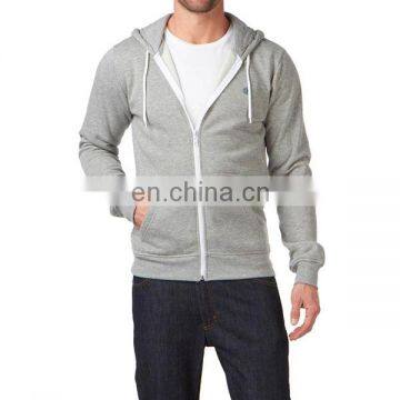 Gray Cotton Blend Full Sleeves Zipped Hoodies