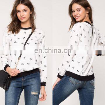 Wholesale custom women crew neck printed sweatshirt