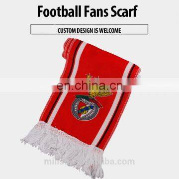 SC-0040 Acrylic soccer scarf custom print knitted jacquard football fan scarf