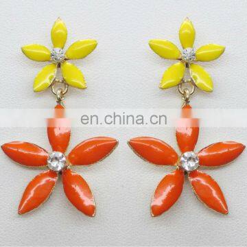 Fashion women enamel petals flower Korean style earring