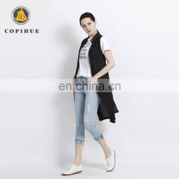 Competitive Price Summer Black Stripe Long Vest Women