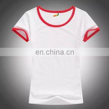 Girl's Round-neck T-shirt With Short Sleeves and Color End for Collar and Sleeves photo-2