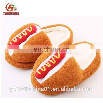 Custom hamburger plush indoor slippers for children