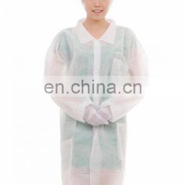 Cheap Disposable Lab Coat With Collar and Snap For Sale