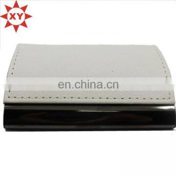 Custom White leather Aluminum Name Card Case Holder Card Wallet