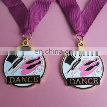 Dance Shoes And Magic Hat Design Shinning Gold Ribbon Medal