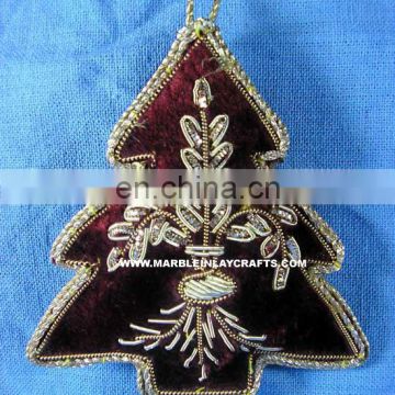 Zari Embroidery Christmas Hanging Ornament Tree Decoration