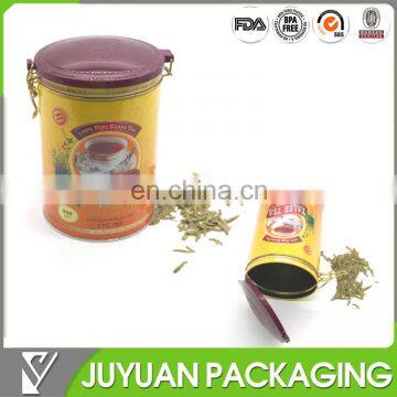 Food grade round metal tin box for packing tea with lid