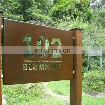 Garden corten steel advertising road signs