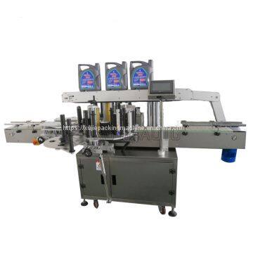 automatic gasoline bottle adhesive sticker two side labeling machine