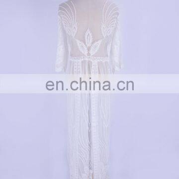 2019 сексуальная проницаемая летняя пляжная платье с собственным ремнем, прозрачное белое шелковое туника, женское пляжное платье-макси, сарафан для пляжа photo-5