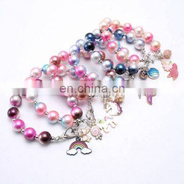 Children Fairy Tale Bracelet Mermaid Unicorn Ice-cream Charms Girl Bracelet Pendants 12Colors photo-3