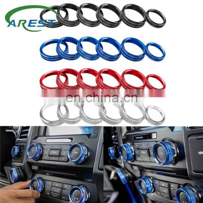 6Pcs Air Conditioner And Audio Switch Knob Decorative Ring Buttons Rotary Cover Trim Frame Heater Control For Ford F150 16-2018