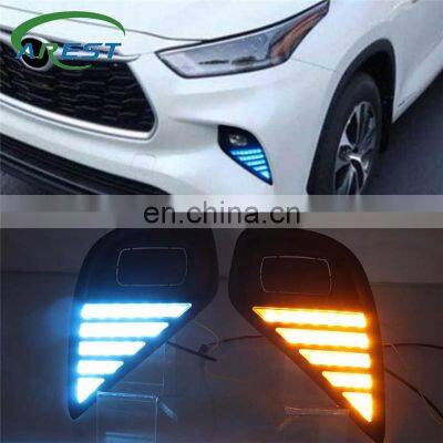 1Pair Car LED Headlights For Toyota Highlander 2020 2021 LED Daylights Turn Signal DRL Daytime Running Light Auto Foglamps