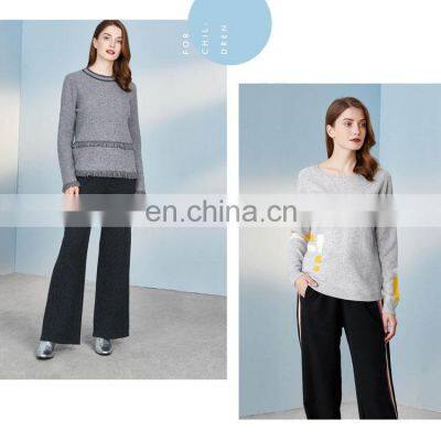 Women's 100% Cashmere Soft Crew Neck Gray Pullover Sweater photo-2