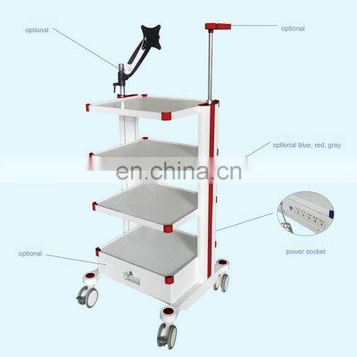 Advanced Plastic Hospital Emergency Trolley ABS Endoscopy System Patient Monitor Cart photo-4