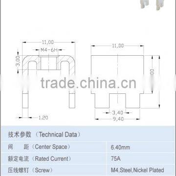 Brass Terminal Components Metal Parts 75A Center Space 6.40*9.80mm photo-2