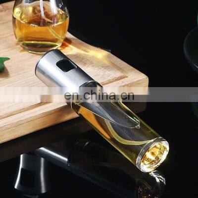 New Arrival Kitchen Olive Glass Stainless Steel 200ml Mist Cooking Oil Sprayer Bottle photo-3