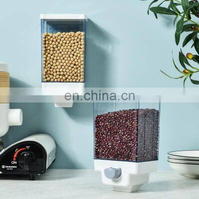 Cereal Dispenser Wall Mounted Container Storage Box Plastic Container Kitchen Double Wall Rice Dispenser Wall Mounted
