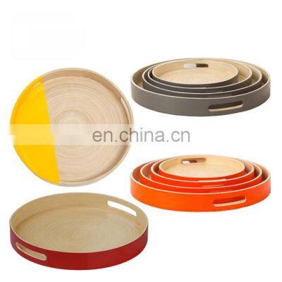 Healthy Product Spun Bamboo Serving Tray Storage Tray Coffee Tray Wholesale In Bulk