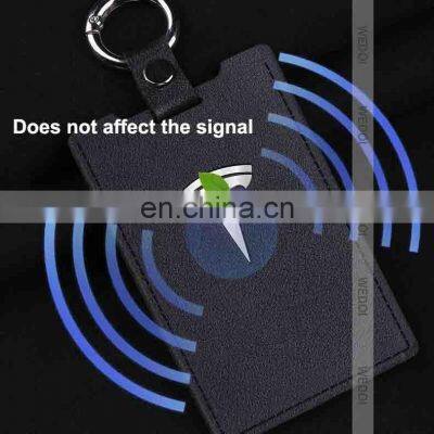 High Quality Leather Key Card Holder Protector Cover Key Chain Bag Case for Tesla Model 3 Y Key Cover Durable Car Accessories photo-4