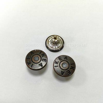 2023 Customized wholesale plating brass cowboy button jeans buttons for jeans clothing
