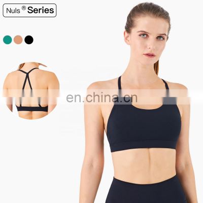 Custom Sling Straps Recycled Sports Fitness Bras Open Back Sweat Wicking Workout Yoga Tops