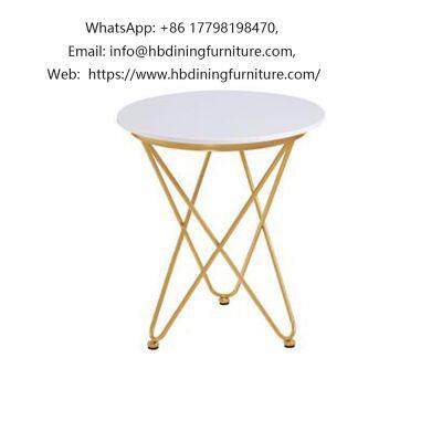 Gold Legs MDF White Round Side Table