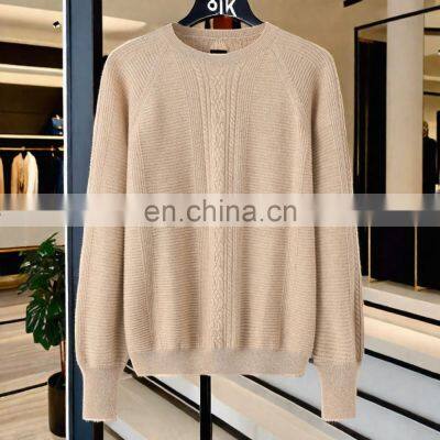 Women's O-Neck Cashmere Pullover Loose Knitted 100% Pure Cashmere Sweater Casual Style Solid Winter OEM Wholesale Available photo-6