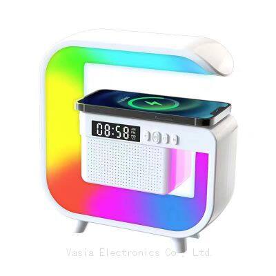 Fast Wireless Charging Wireless Speaker mini Multifunction Subwoofer Small Speaker Wireless Speaker with Wake-Up Lights Clock