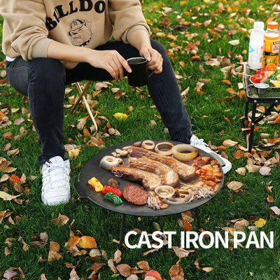 Factory Wholesale Pre-seasoned Cast Iron BBQ Crepe Pan Dosa Tortilla Cast Iron Concave Tawa Griddle With Three Legs photo-5