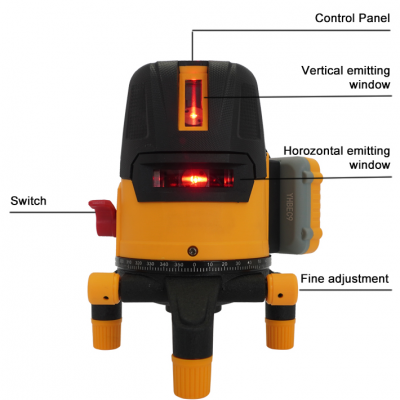 High Visibility 5 Line Laser Level Green Beam Cross-Line Layout Tool with Magnetic Base and IP54 Waterproof Design