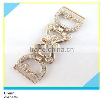 Diamond Waist Chain Gold Metal Belt Buckle Design Rhinestone Chain 2.5x7.5cm