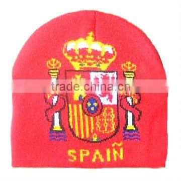 hot sell soft soccer fans spain beanie