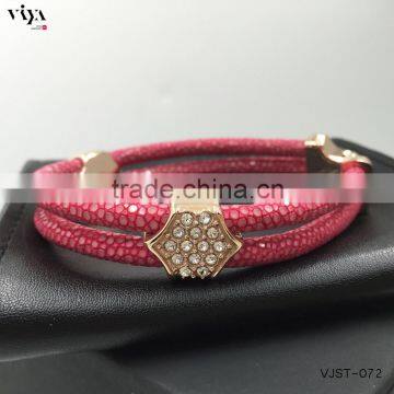 Colorful Fashion Jewelry Viya Handmade Genuine Stingray Leather Bracelet for Wholesales