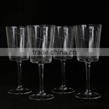 360ML Crystal Hand Blown Wine Glass with Etched Line