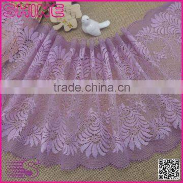 Fashion Scarf Lace,New Design Wide Purple 8.85" Super Strech Soft Spandex Nylon Warp Knitted french lace fabric