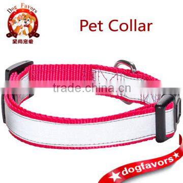 Pet Reflective French Pink Adjustable Nylon Standard Dog Collar