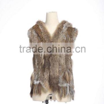 QD663 New Fashion Handknitted Rabbit & Raccoon Vest With Cap 2016 photo-3
