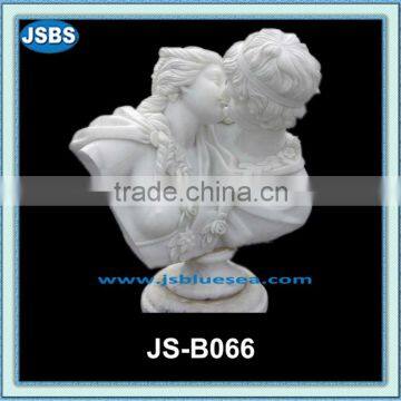 indoor ornament white marble carved kiss bust statue