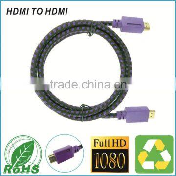 HD TV Cable Sleeving Purple Braided Cable High Speed Connect Wire For 3D TV Support 1080P Cable