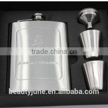 8oz hip flask set with funnel,cups wine barrels stainless steel