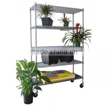 5-Tier CE 48" x 18" x 72" Outdoor Gray Wire Shelving Rack w/Wheels