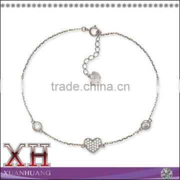 alibaba zircon silver 925 cz jewelry sterling heart bracelet for girl