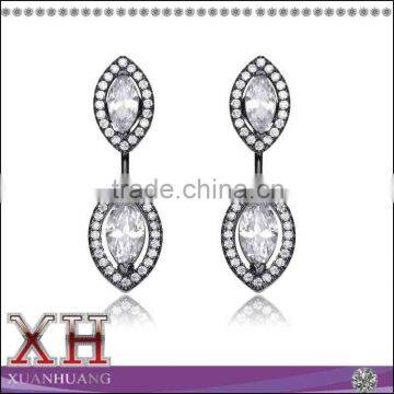 Sterling Silver Clear Cubic Zirconia Ear Jacket Earrings Wholesale