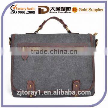 Portable Canvas Briefcase With Leather Handle For Men