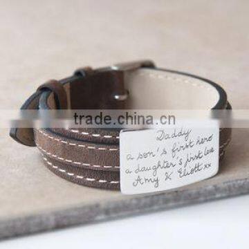 Lover Bangle Women and Men Leather Engravable Custom Design Letter Bracelet Hot Sell Gifts