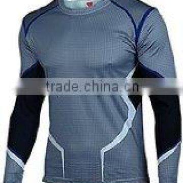 Polyester Spandex Long Sleeves Silver Compression Shirt / Rash Guard with Age of Ultron design