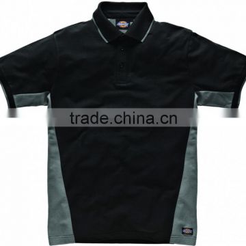 100% Cotton Custom Men Black 3 Buttons Polo Shirt with Grey side Panels