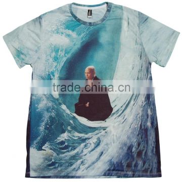 100% Polyester Half Sleeves Sublimated T-Shirt Custom Wave design